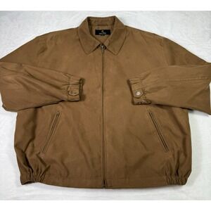 Vintage Gary Player Jacket Mens 2XL Brown Bomber Faux Suede Golf Old Money